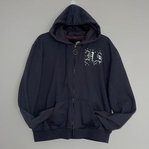 Vintage Heavenly Sins Embellished Full-Zip Hooded Mens Jacket Sz L